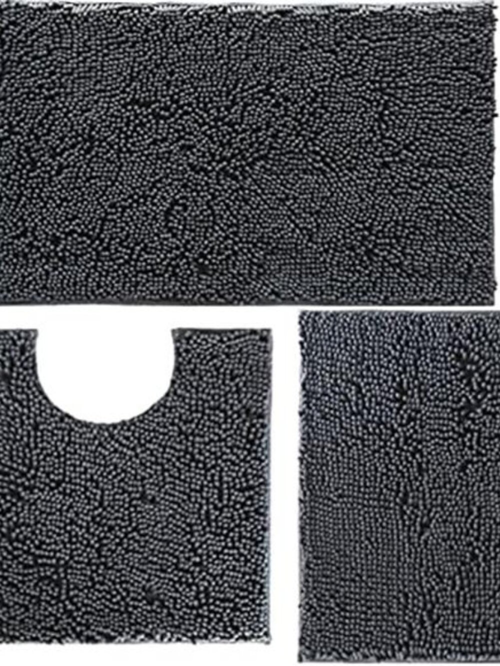 Bathroom Rug Set Chenille Non Slip Bath Mat U Shape Soft Absorbent 3 Piece Set